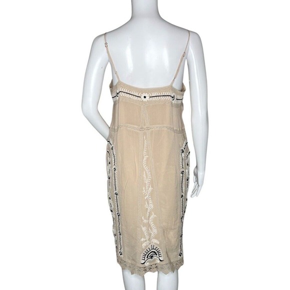 Anthropologie Maeve Dress Womens Small Cream Black Crochet Embroidered Slip Boho - Picture 4 of 8